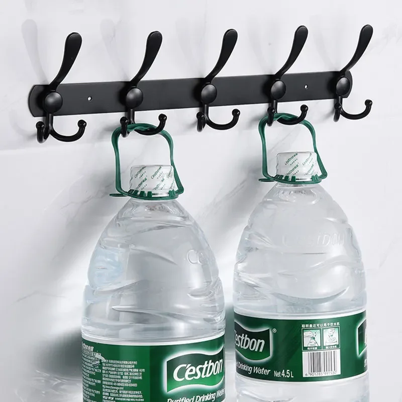 5 Hooks Stainless Steel Wall-mounted Bathroom Hook Rack Towel Clothes Coat Hat Holder Hallway Bedroom Kitchen Storage Rack