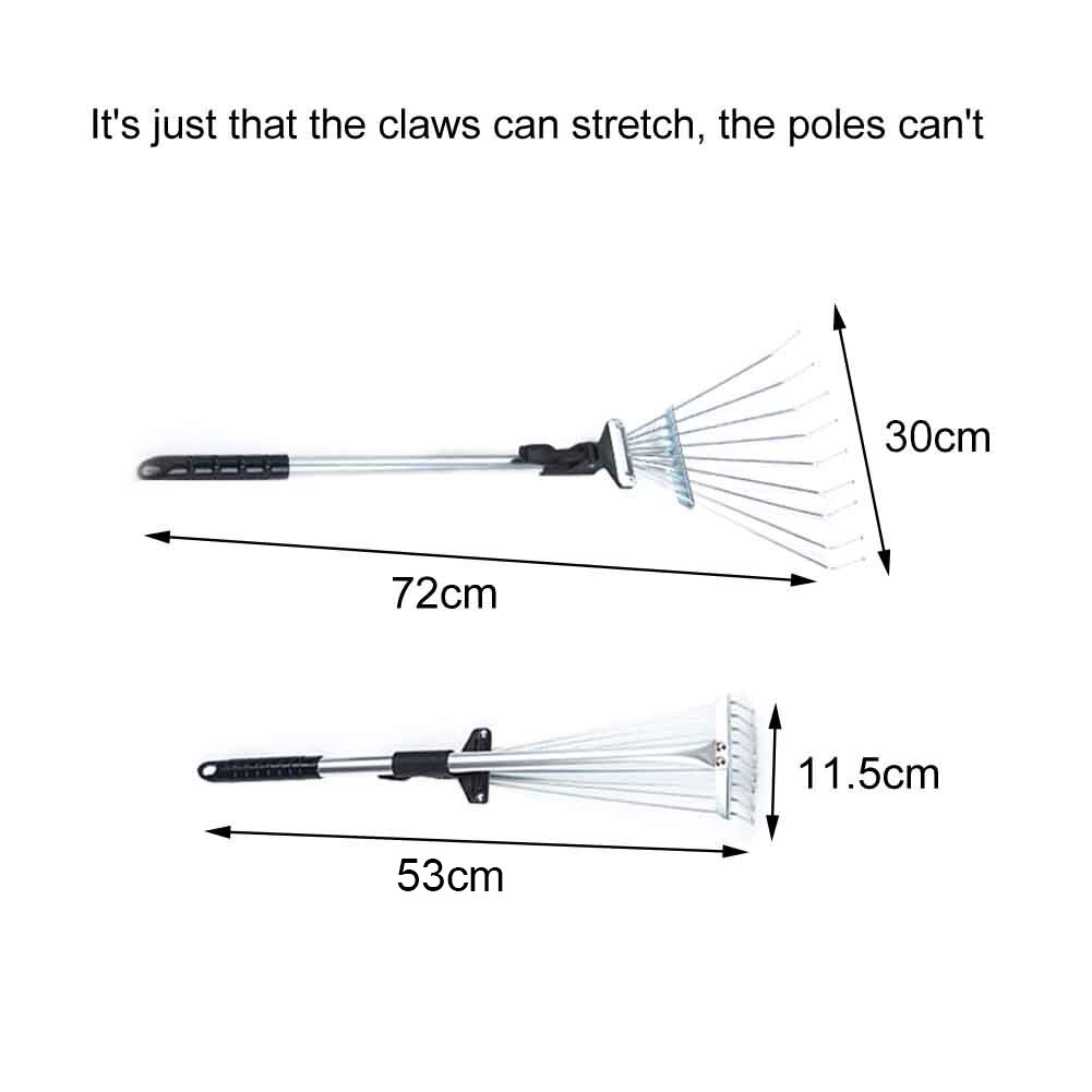 Fan Broom Stainless Steel Agriculture Yards Lawns Portable Home Garden Rake Hand Tool Expandable Collect Loose Debris 9 Teeth