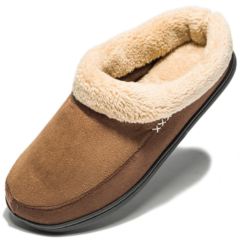 Maison coton pantoufles hommes hiver salle de bain en peluche Slipppers australie Style mâle maison intérieure chaussures hommes hausschuhe herren: Dark brown / 10
