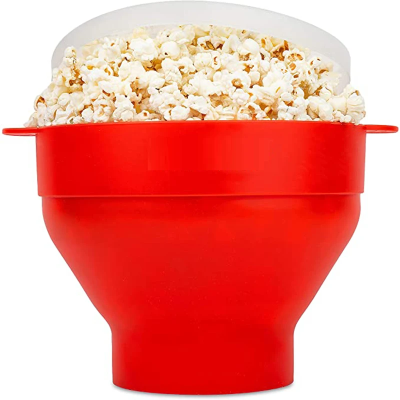 Recipiente plegable de silicona para palomitas de maíz, utensilio de cocina de para hacer palomitas de maíz en microondas, cubo para hacer cuencos con tapa: Default Title