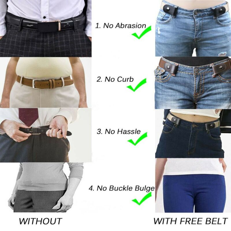 Trend Men Women's Buckle-Free Elastic Invisible Belts Jeans Trousers Casual Clothes Accessories Simple Waistband