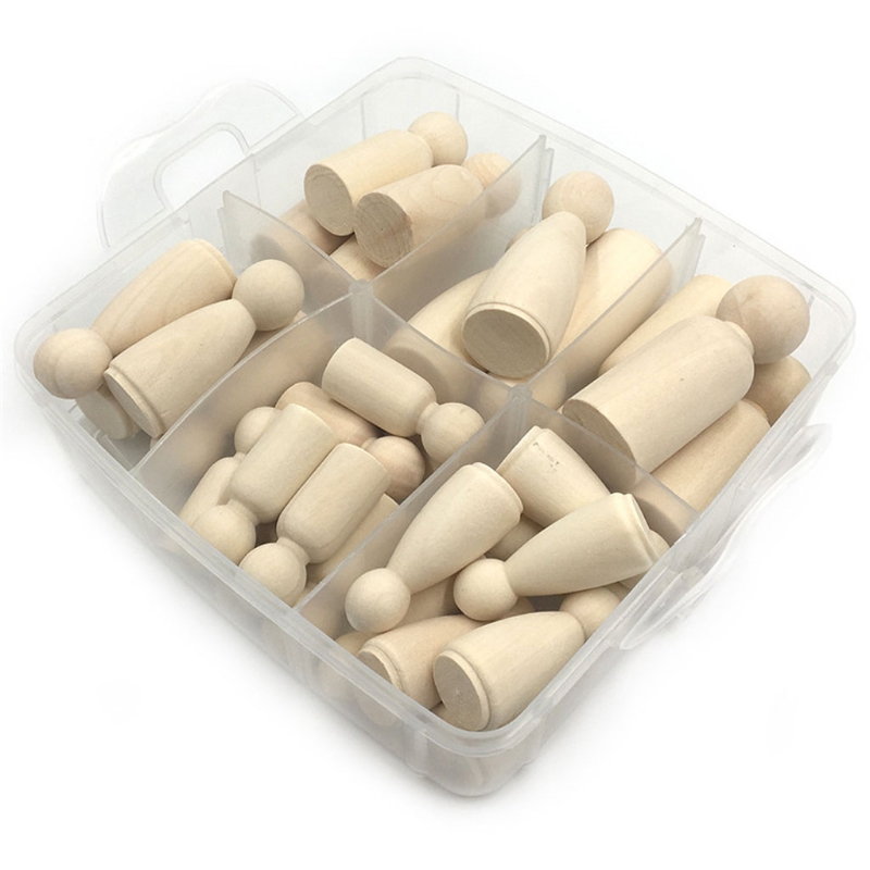 Houten Diy Vroeg Leren Speelgoed Zintuiglijke Onderwijs Mini Peg Pop Voor Schilderen H055