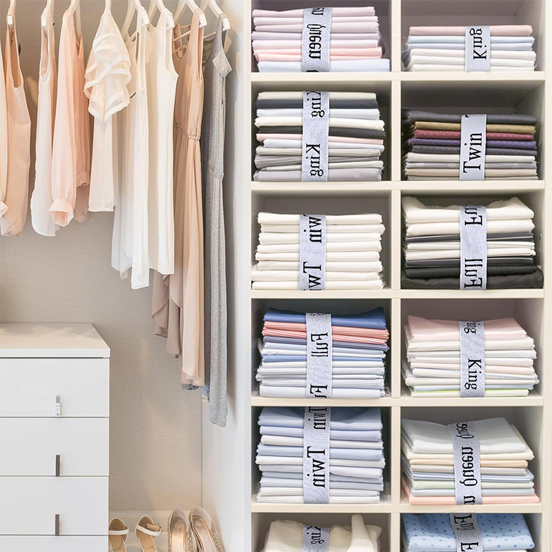 4Pcs Elastic Bedsheets Bands Bed Sheet Clothes Storage Organizer Sheet Closet Organization Labels Letter Sheet Straps