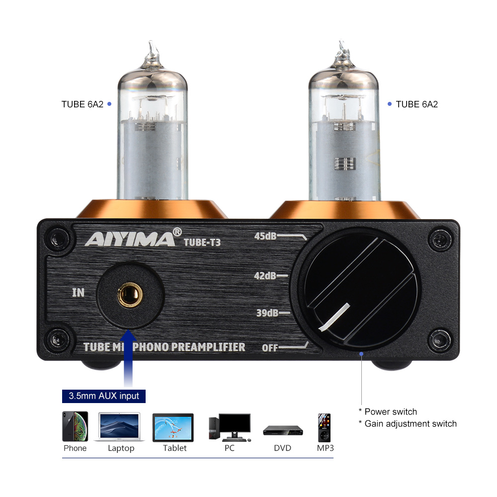 AIYIMA Tube T3 HiFi przedwzmacniacz karta audio rura próżniowa 6A2 przedwzmacniacz gramofonowy przedwzmacniacz gramofonowy DIY wzmacniacze dźwięku mocy