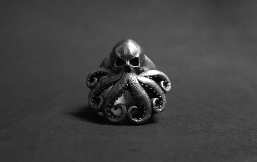 Onlysda Christmas Charm Halloween Octopus Skull Punk Stainless Steel Seaman Rings Men Anel Puck Jewelry for Sailor