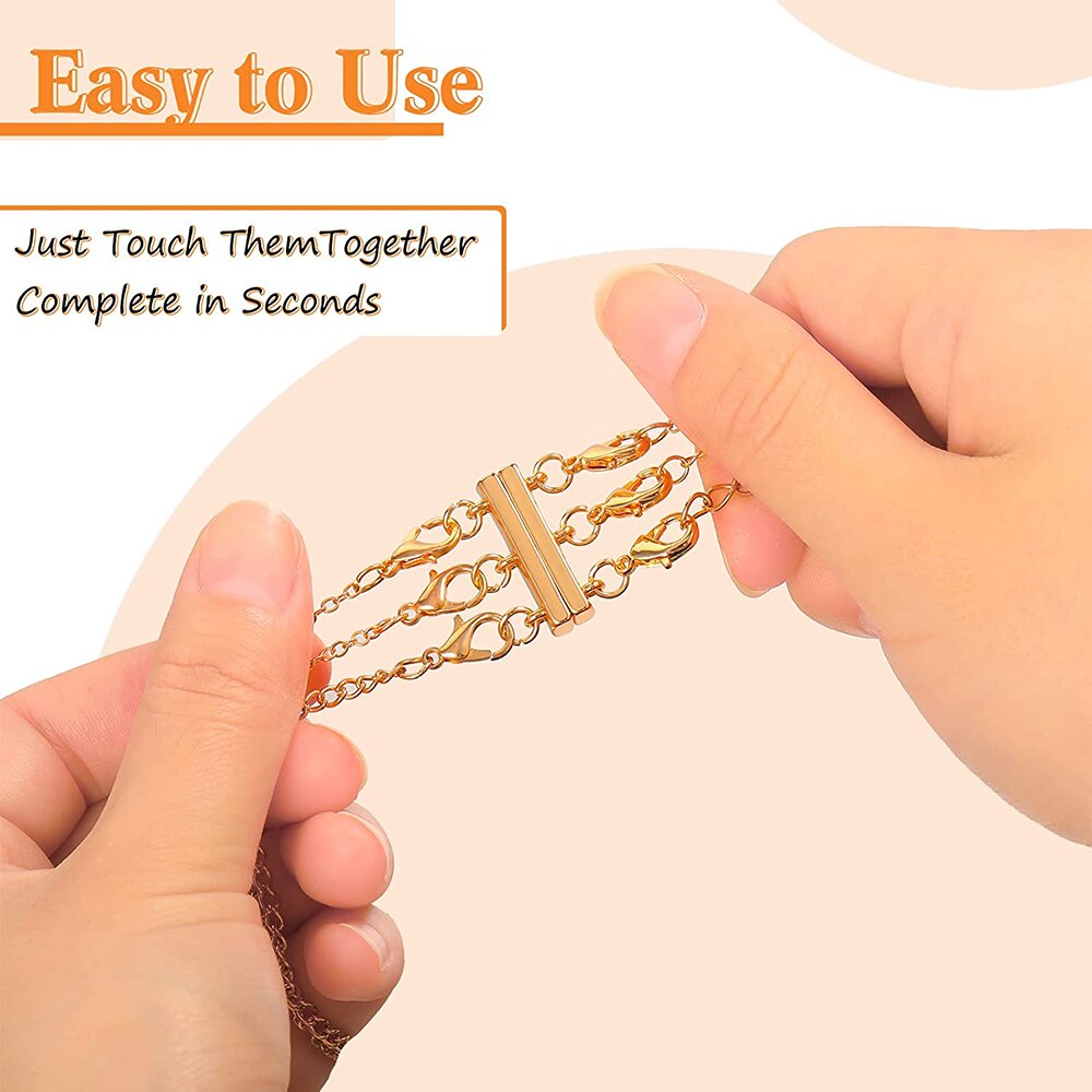 4 Pieces Locking Magnetic Layered Necklace Clasp Multi Strands Jewelry Closure Converter for Layered Necklaces Bracelets