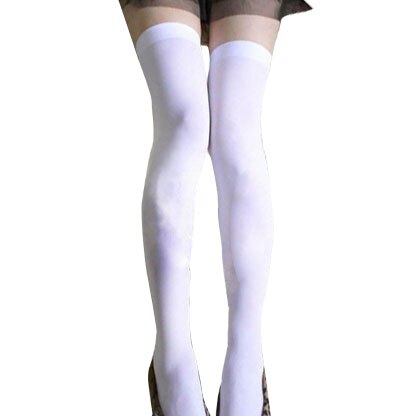 Naiset korkeat yli polven sukat läpinäkymättömät japanilainen koululainen musta lämpimät pitkäraidat reisisukat tytölle teinille: Valkoinen