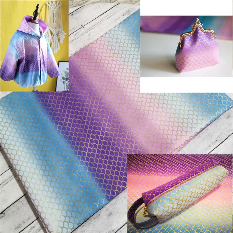 50*110CM 100％ Cotton Printed Fabric Rainbow Fish Scale DIY Handmade for Clothes Bags