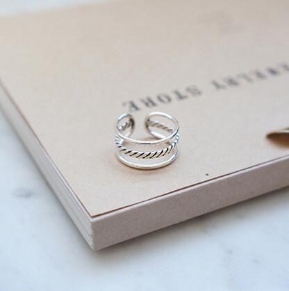 925 Sterling Zilver Drie Retro Ringen voor Vrouwen Sieraden Mode Open Verstelbare Vinger Ring