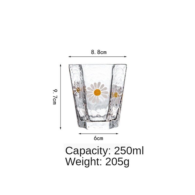 Hexagon shpae glas kop japansk stil hammer øje mønster guldkant champagne whisky vin glas husholdningsstænger glas vandglas: 1