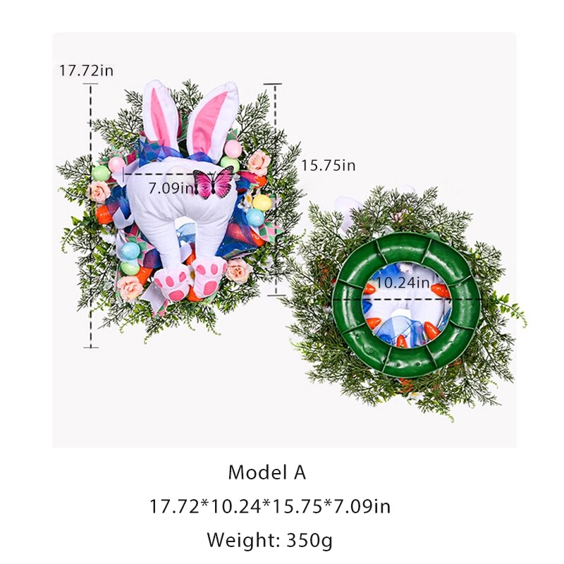 Easter Decoration Bunny Garland Easter Rabbit Wreath Front Door Decorations Craft Supplies Cartoon Bunny Shaped Ornament