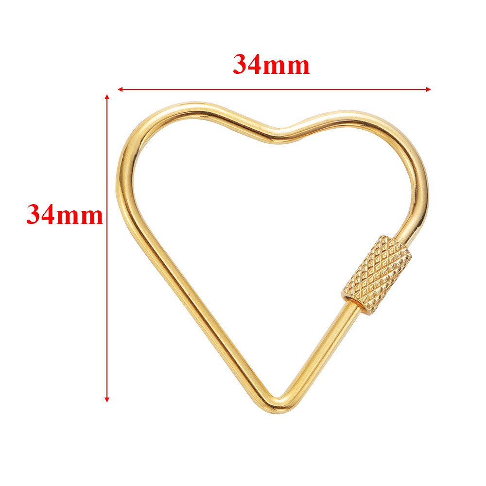 4 stk. rustfri stål guld hjerte stjerne skruelåse store karabinhager til gør-det-selv halskæde armbånd nøglering fremstillingsforsyninger: Grøn
