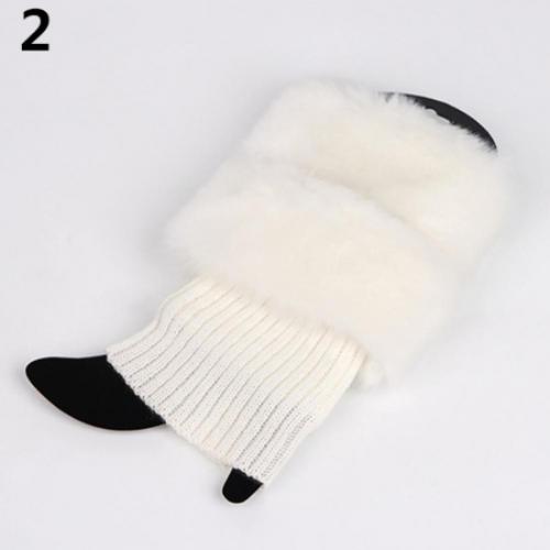 1 Paar Herfst Winter Vrouwen Breien Beenwarmers Mode Effen Kleur Elastische Harige Geribbelde Boot Manchetten Boot Toppers Been warmers: WHITE