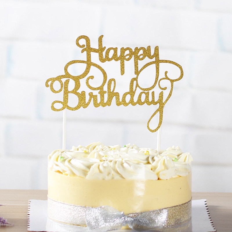 Cupcake cake topper grattis på födelsedagen flaggor dubbel pinne för familjens födelsedagsfest bakning dekoration tillbehör  mu8669