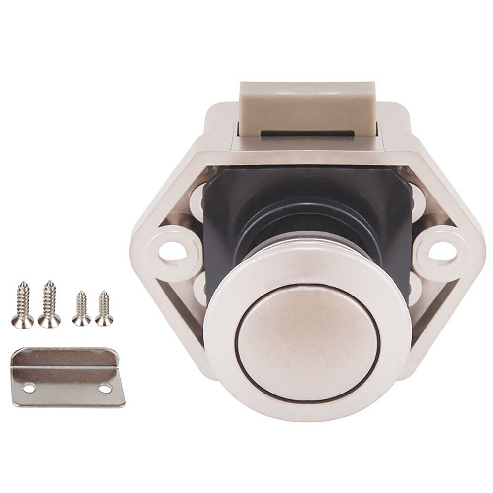 Desk Knob Boat Motorhome Handle Catch Cupboard Door Cabinet For Caravan Yachts Cars Drawer Latch Push Button Lock RV Furniture: Pearl Nickel