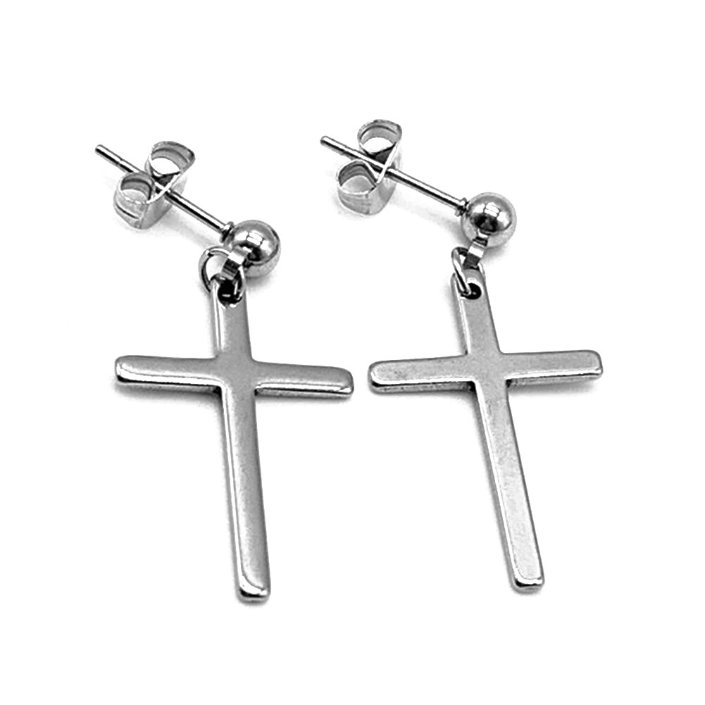 1pc Schwarz Kreuz Ohrring Männer Titan Stahl Ohrringe Hipster Persönlichkeit Straße Tropfen/Baumeln Ohrringe Frauen Punk Stil: 2 A-Splitter