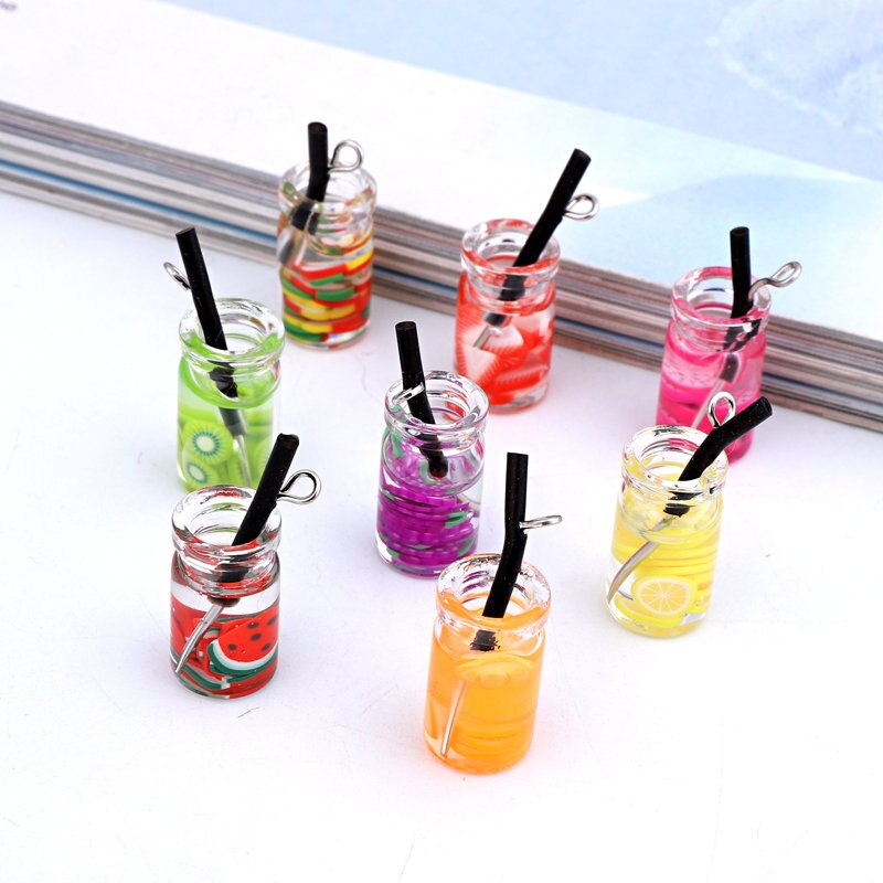 5pcs Mixed Strawberry Watermelon Fruit Resin Charms Cute DIY Findings Keychain Earrings Pendants Jewelry Making: Default Title