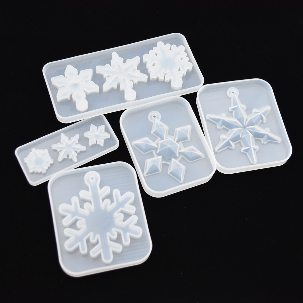 SNASAN christmas snowflake pendant Silicone Mold for jewelry making Resin jewelry tool UV epoxy resin molds decorative crafts