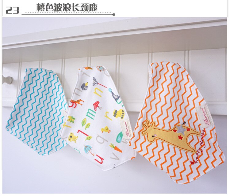 Baby Bib Triangle Towel Cotton Double Layer Three-piece Snap Bib 1 Set 3 Baby Girl Baby Baby Saliva Towel Bib k1