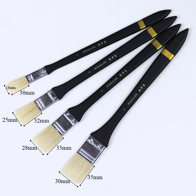 Watercolor Gouache Paint Brushes Flat Tip Bristle Painting Brush Set Variety Style Oil Acrylic Brush Watercolor Pen Art Supplies