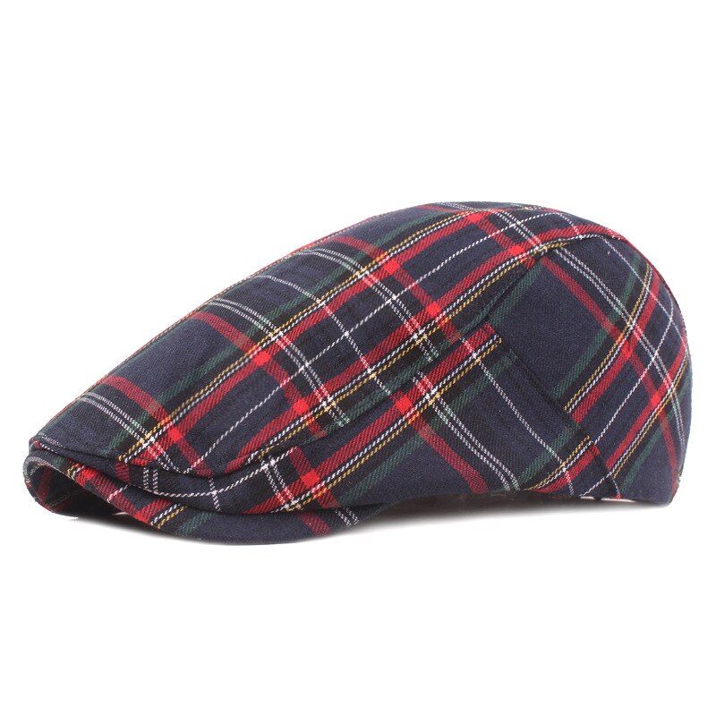 Französisch Stil Kappe Karierten Mütze Frauen Frühling Sommer Baumwolle irisch verrotten Grün spitze Scheuklappen Kappe Herren Jahrgang Winter Damen Hütte: Marine Blau