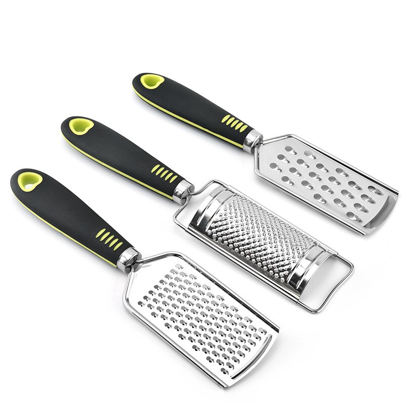 Draagbare kaasrasp roestvrij staal chocolade knoflook aardappel wortel rasp boter mes lange steel keuken groenten gadgets: 3 stuks
