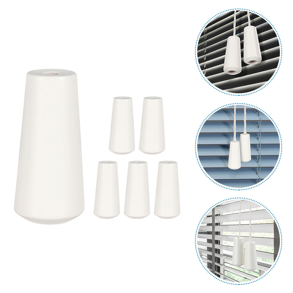 Rolo Pendant Blind Cord, Pull Ends Knobs, Cortina Gotas, Drawstring Substituição Da Janela, Suporte De Madeira, 6 Pcs: Default Title