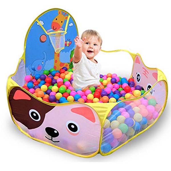 Baby Ball Pool Baby Play Tent Portable Baby Ball Ocean Pool and Basketball Hoop Animal Theme