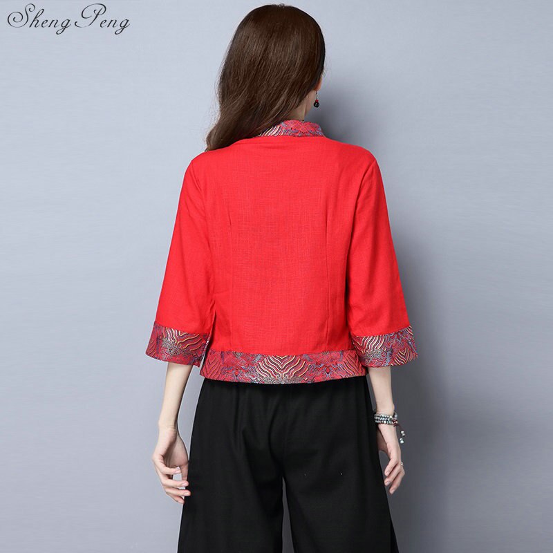 Traditionele chinese kleding voor vrouwen cheongsam top mandarijn kraag womens tops en blouses oosterse China kleding Q662
