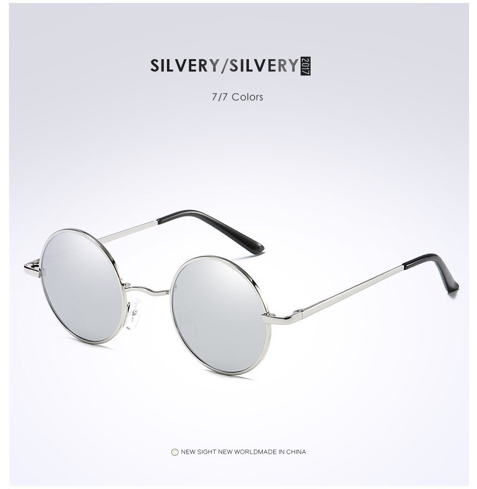 Show stil briller ægte polariserede solbriller vintage solbriller runde solbriller  uv400 sort linse: Spredt linse