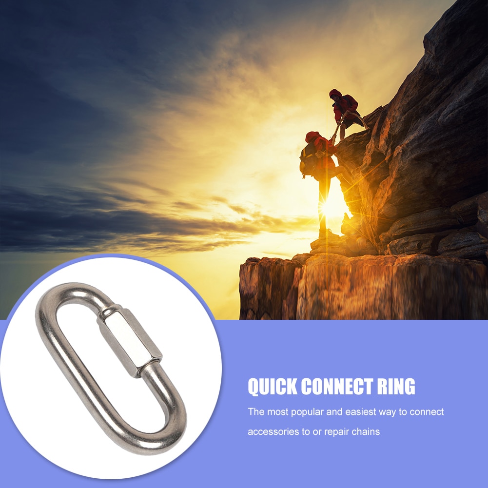 Stainless Steel Screw Lock Climbing Gear Carabiner Quick Links Chain Climbing Carabiner Snap Hook Ourdoor Mountaineering Tool