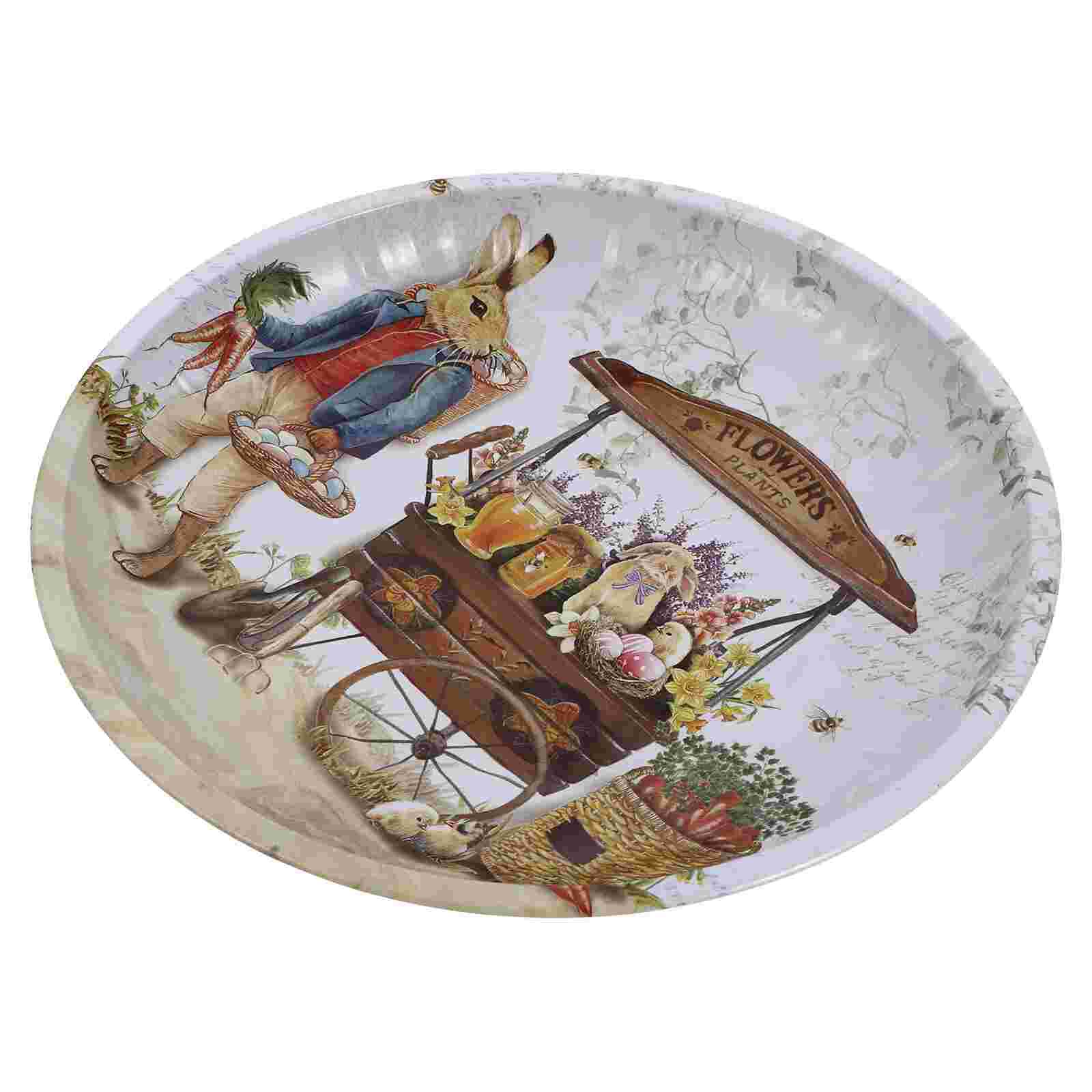 1 Pc Plate Easter Iron Plate Easter Bunny Fruit Plate Easter Fruit Serving Plate for Easter Home Desktop
