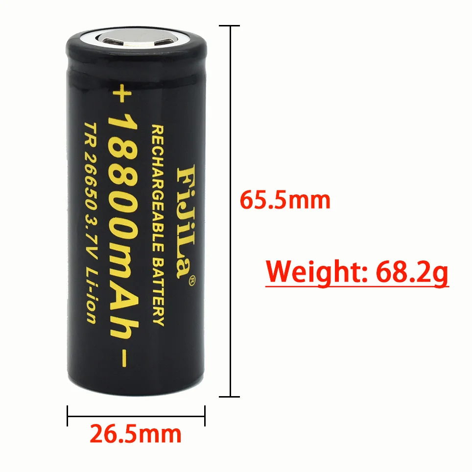 Original 26650 battery 18800mAh 3.7V 50A lithium ion rechargeable battery for 26650 LED flashlight