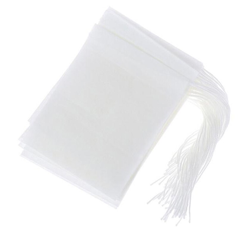 100 Teile/los Tee Tasche Filter Papier Beutel leer Kordelzug Teebeutel Für Kraut Tee: Weiß