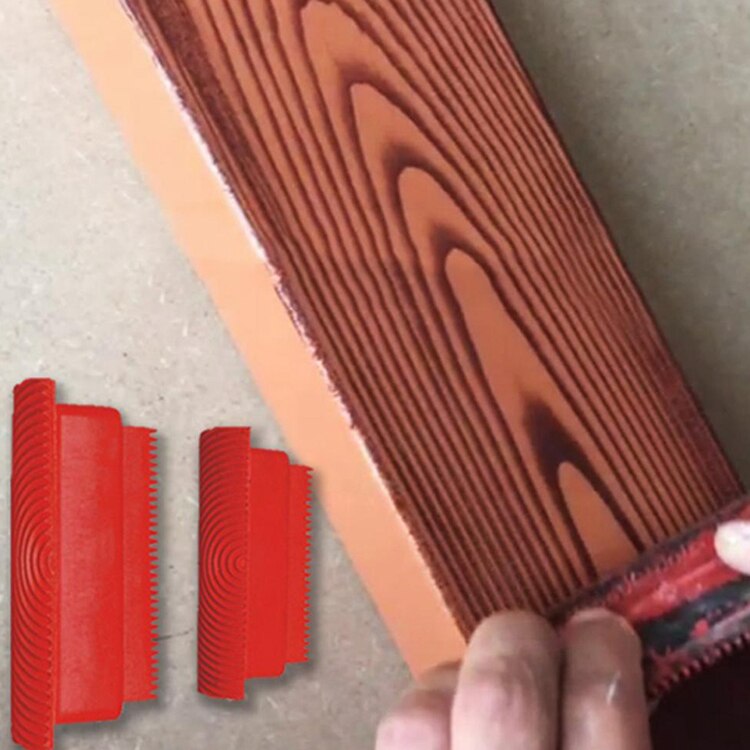 Imitation bois caoutchouc Grain motif peinture rouleau brosse peinture murale ensembles silice Art bricolage Texture grattage outil poignée accessoire