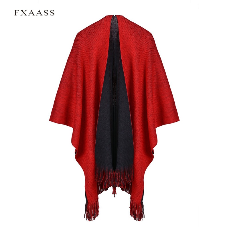 Fxaass efterår/vinter sjal solid poncho dame tørklæde stole luksus akryltørklæder varm dobbeltside