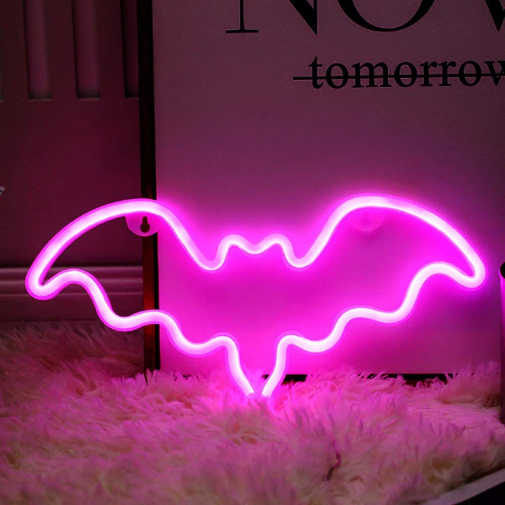 Neon- Zeichen Fledermaus Geformt Zauberstab Dekorative LDE Nacht Licht Batterie & USB Betrieben für freundlicher Geburtstag Zimmer Dekor Party Dekoration christm