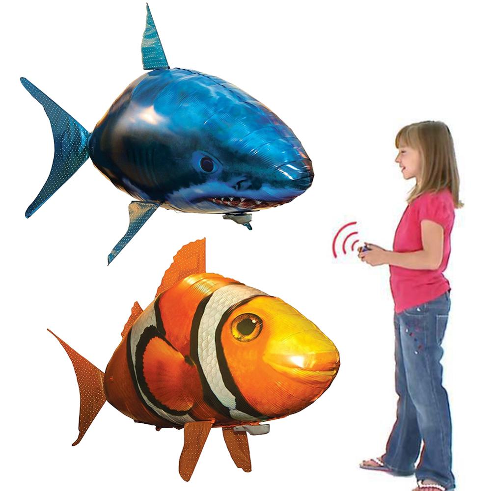 Air Zwemmen Vissen Speelgoed Afstandsbediening Haai Speelgoed Opblaasbare Haai Clown Vis Helium Ballon Vliegtuig Speelgoed Voor Kids Kinderen