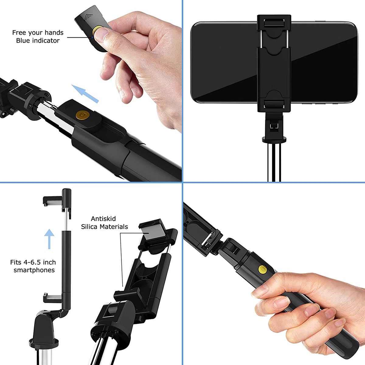 Selfie-stick-stativ , 3 in 1 mini-selfie-stick mit bluetooth-fernauslöser, ausziehbare selfie-stange für mobiltelefone