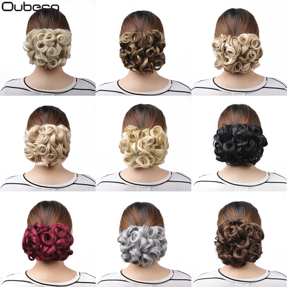 Oubeca Short Messy Curly Hair Buns Extensions Easy Stretch Hair Combs Scrunchie Chignon Clip In Ponytail Extensions For Women