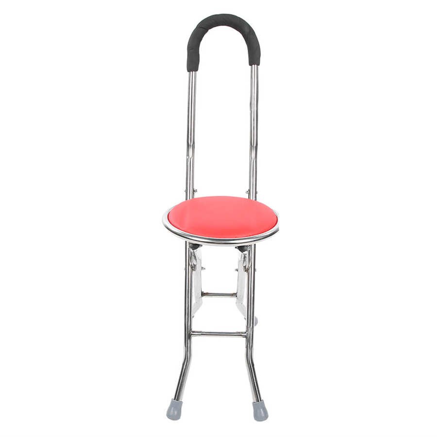 Folding Walking Cane Stool 1mm Thickness Stainless Steel Round Stool ...