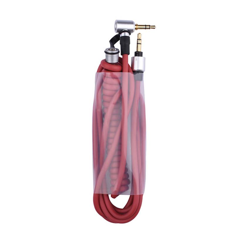 Adecuado para Beats by dr.dre Pro Detox cable de auriculares cable de extensión de resorte de interfaz de 3,5 mm con adaptador de 6,5 mm: Rojo