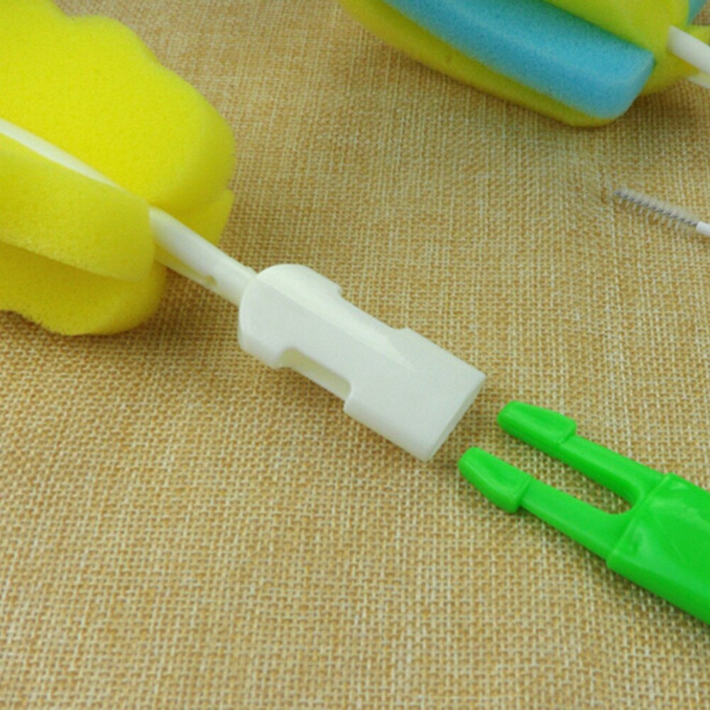 4pcs/lot Detachable Bottle Clean Brush Sponge Plastic Spout Tube Milk Water Newborn Baby Sponge Bottle Cleaner Brush