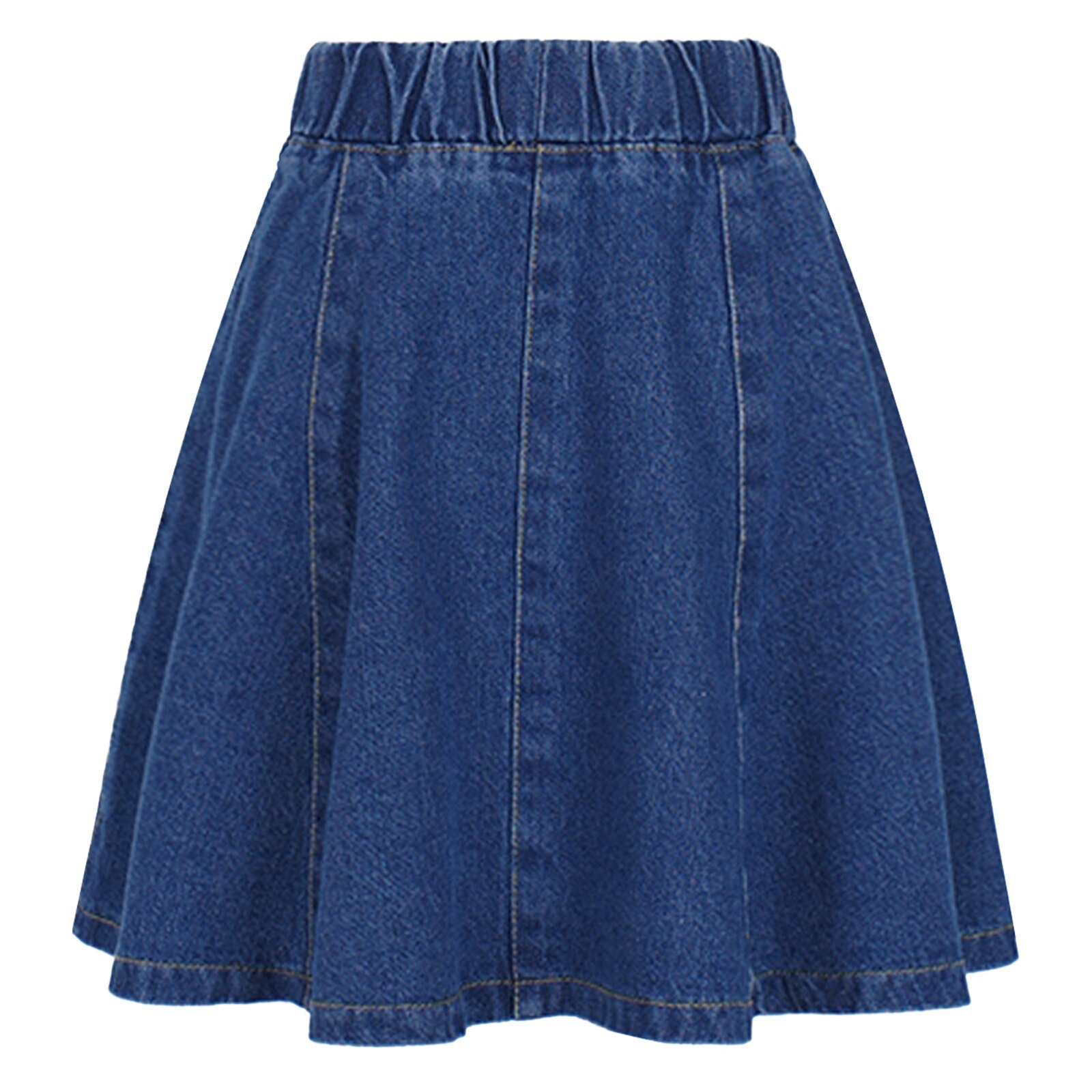 Kids Meisjes Rok Stijlvolle Kleding Elastische Tailleband Effen Kleur Knop Decor Taille Denim Rok Voor Meisjes Zomer Kostuums
