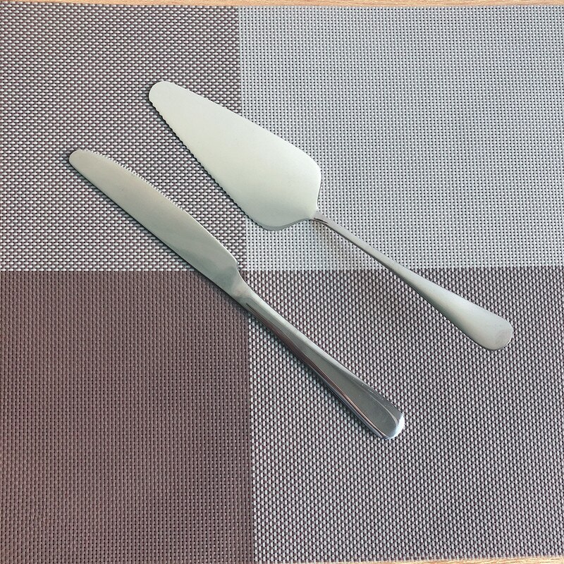 Small Rose Gold Wedding Cake Shovel Knife Set 9&#39;&#39; 23cm Rainbow Cake Server Transfer Black Cutlery Silver Dessert Muffin Cutlery: Silver