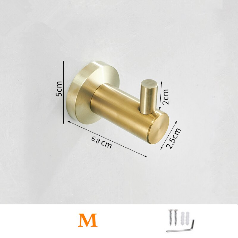 Stainless Steel Brushed Gold Robe Hook Wall Mounted Towel Hook Clothes Hook Bathroom Kitchen Door Hook Hardware: M
