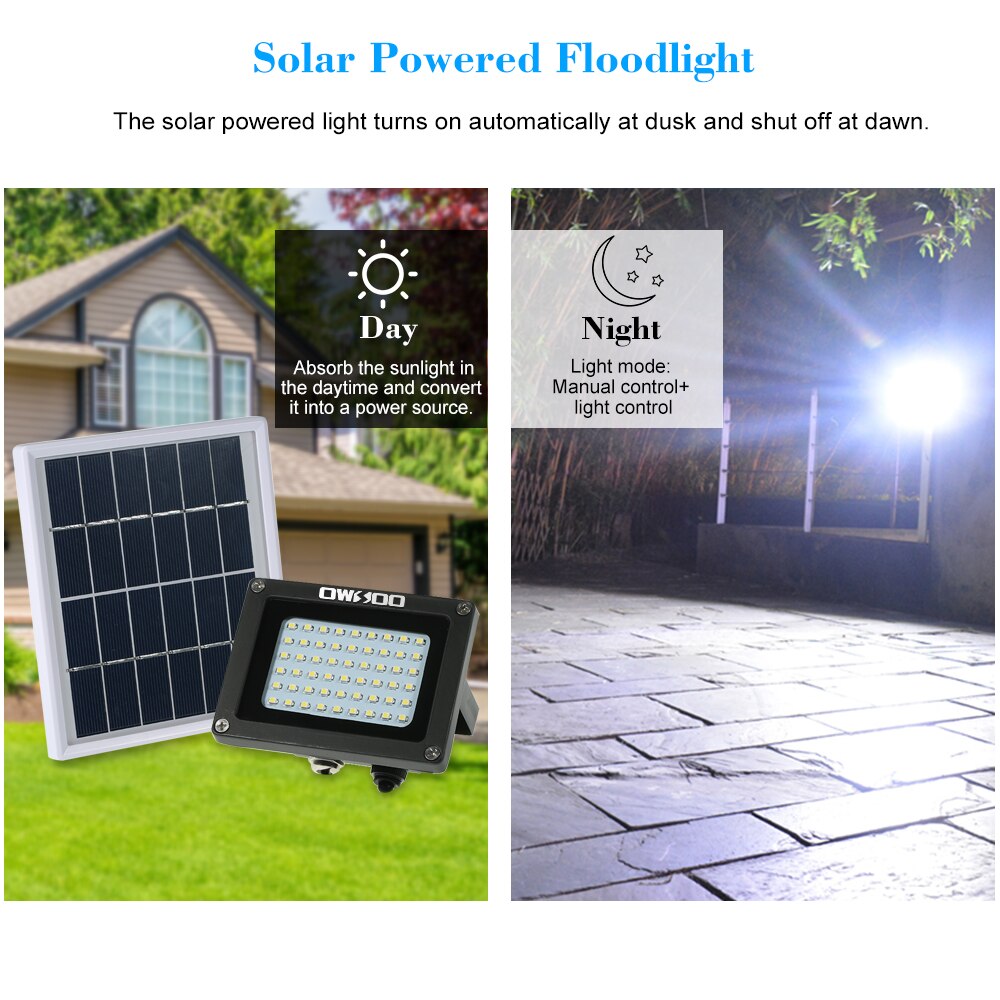 Photography Lighting Solar Powered Floodlight 54 LED Solar Lights IP65 Waterproof Outdoor Security Lights for Home Garden Lawn