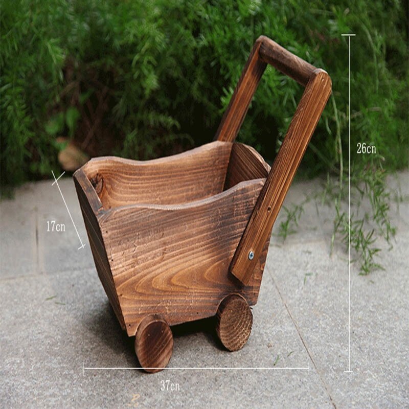 Wood Flowerpot Cartoon Cart Garden Planter Plant Window Box Trough Pot Succulent Flower Bed Plant Bed Pot Flower