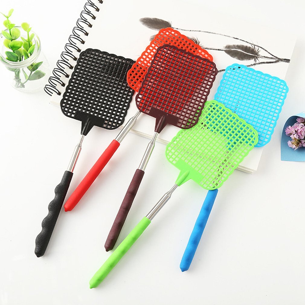 Vliegenmepper Doden Vliegen En Muggen Anti-Fly Plastic Vliegenmepper Intrekbare Zomer Muggen Killer Home Fly Artefact