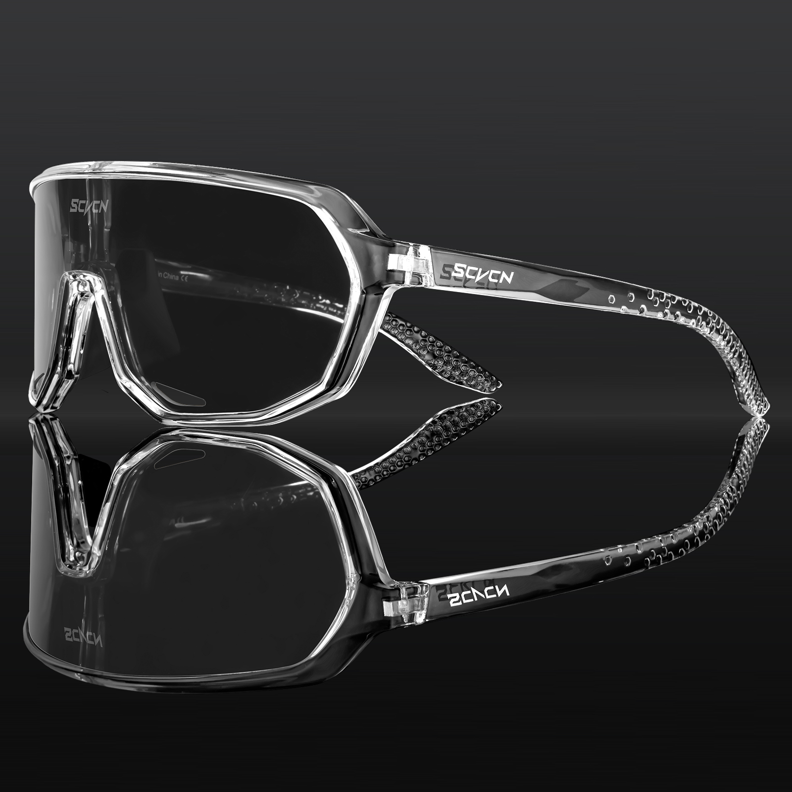 SCVCN Men Cycling Glasses Photochromic Sunglasses Mountain Bike Road Bicycle Eyewear MTB Cycle Goggles Sports UV400 Glasses: Beige